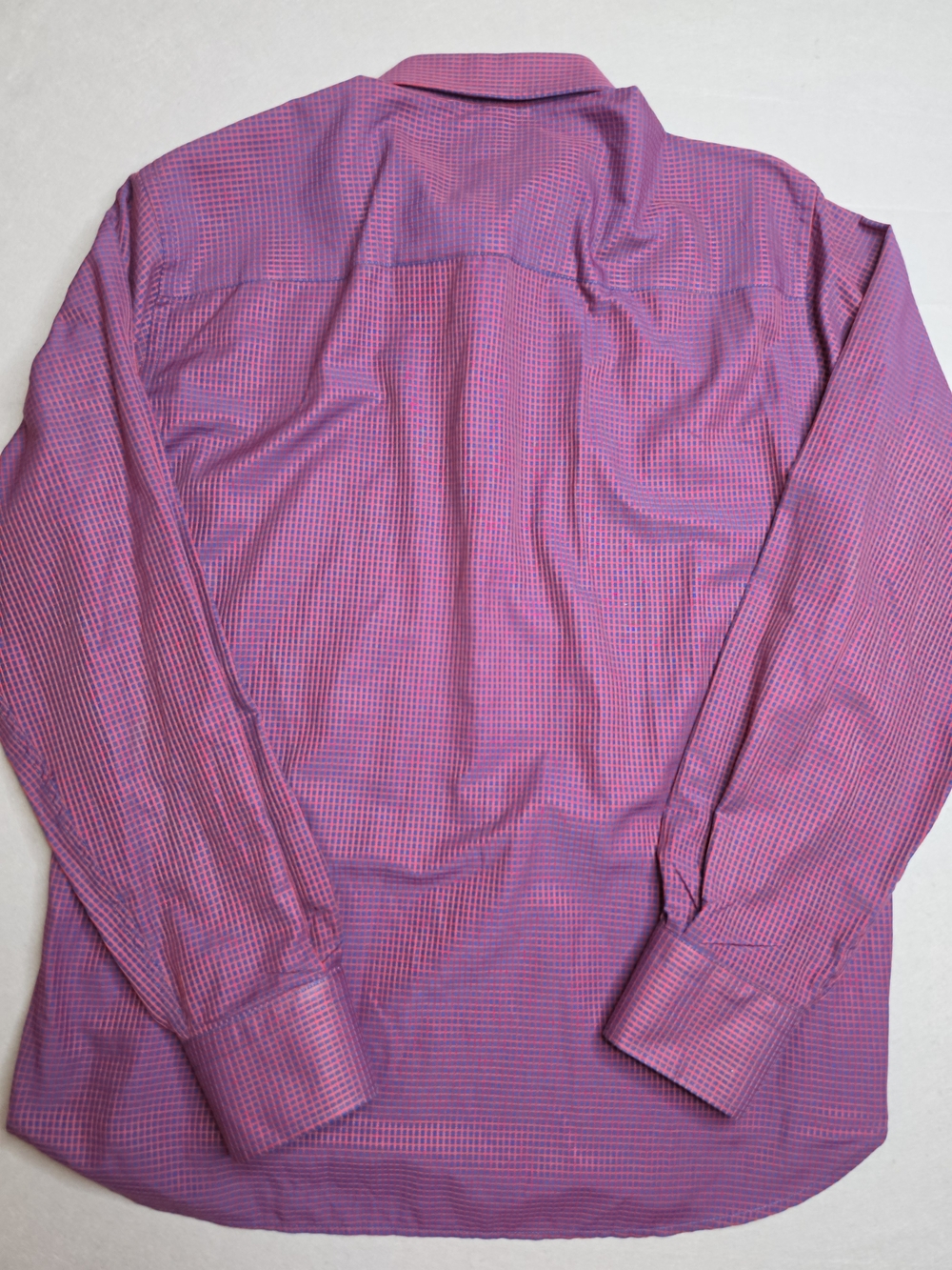 Luciano Visconti Men's Red & Blue Micro-Check Dress Shirt Large - Picture 5 of 5